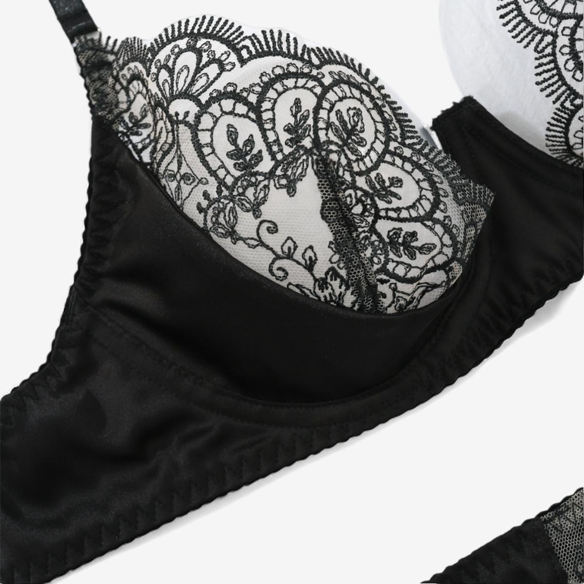 Midnight Petal Lace Garter Set-Black-L-Basques-StylinArts