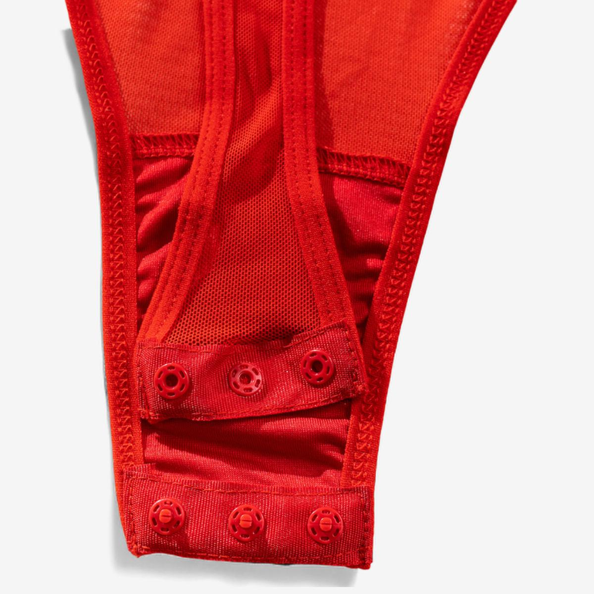 Scarlet Embrace Harness Bodysuit-Red-L-Basques-StylinArts