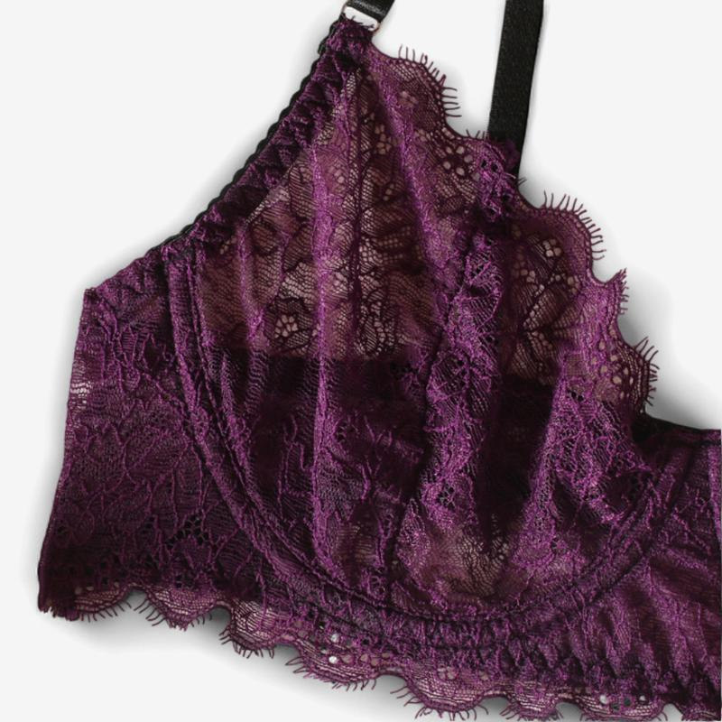 Marcella Scalloped Lace Lingerie Set-Purple-L-Basques-StylinArts