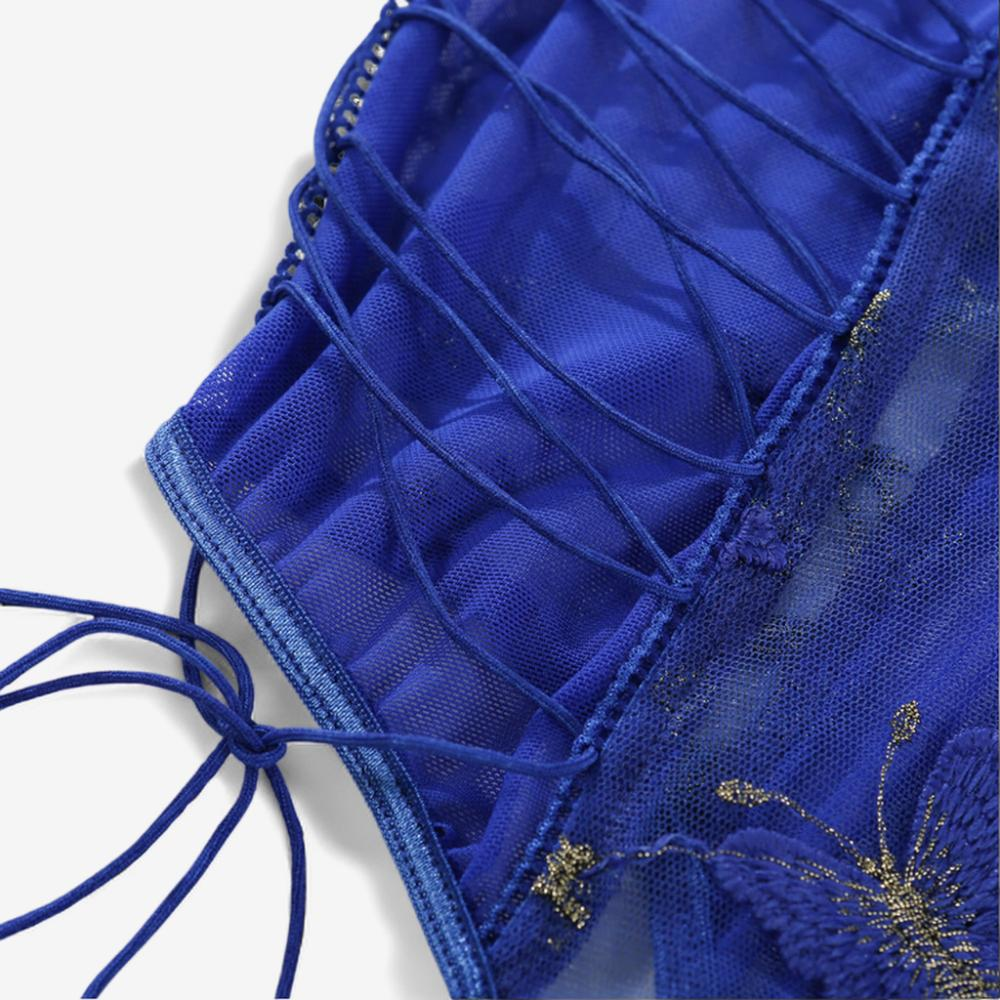 Lunaria Embroidered Illusion Bodysuit-Blue-L-Bodies & Teddies-StylinArts