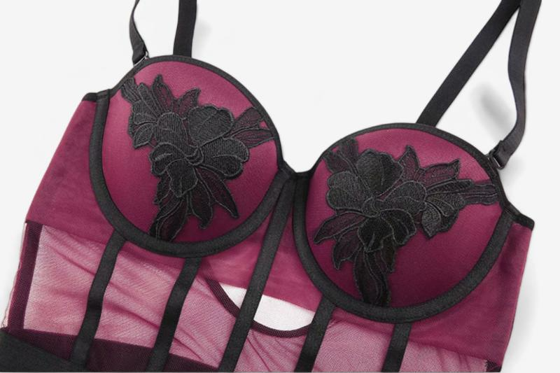 Vespera Appliqué Panel Bodysuit-Purple-70B-Bodies & Teddies-StylinArts