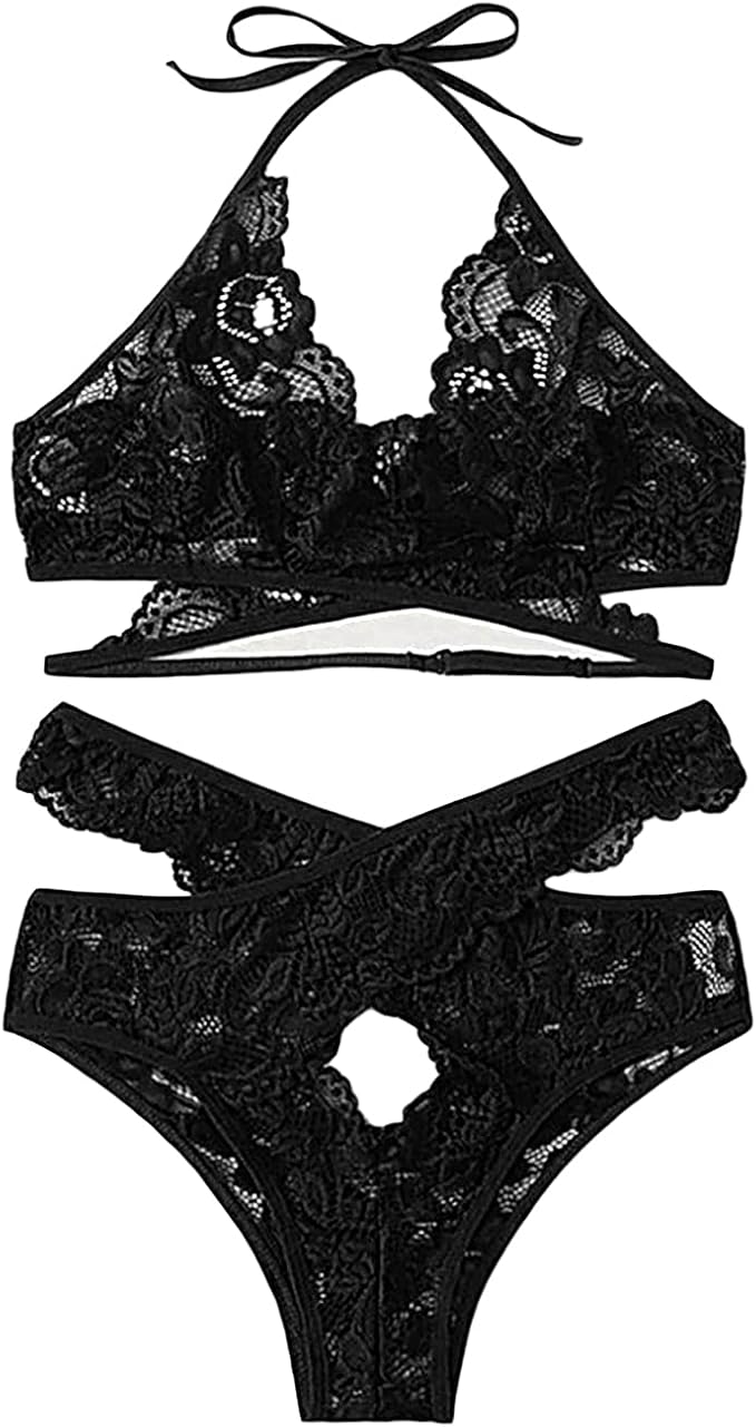 Floral Eclipse Wrap Set-Black-2XL-Bras and Briefs-StylinArts
