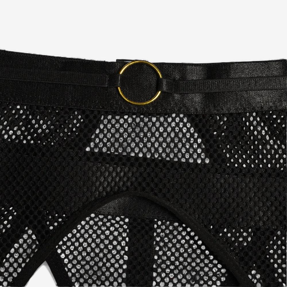 Novara Mesh Harness Garter Set-Black-L-Basques-StylinArts