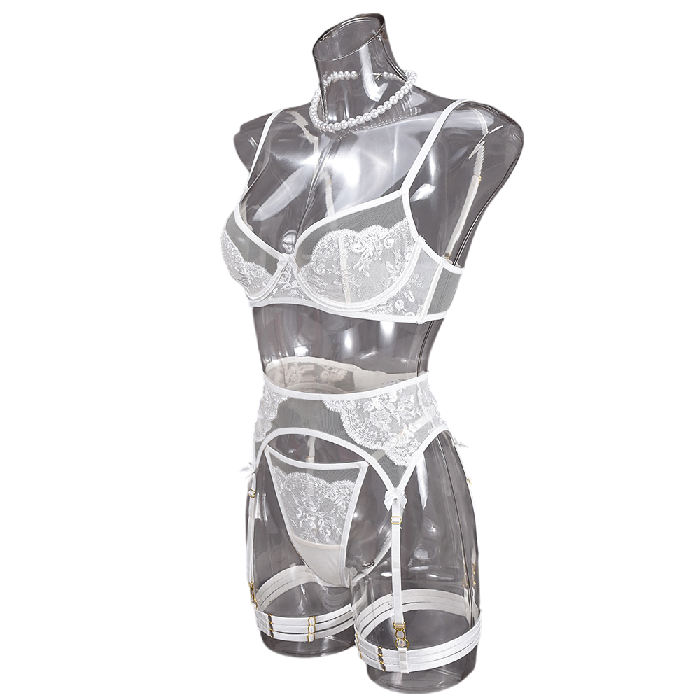 Aveline Embroidered Lace Lingerie Set-White-L-Basques-StylinArts