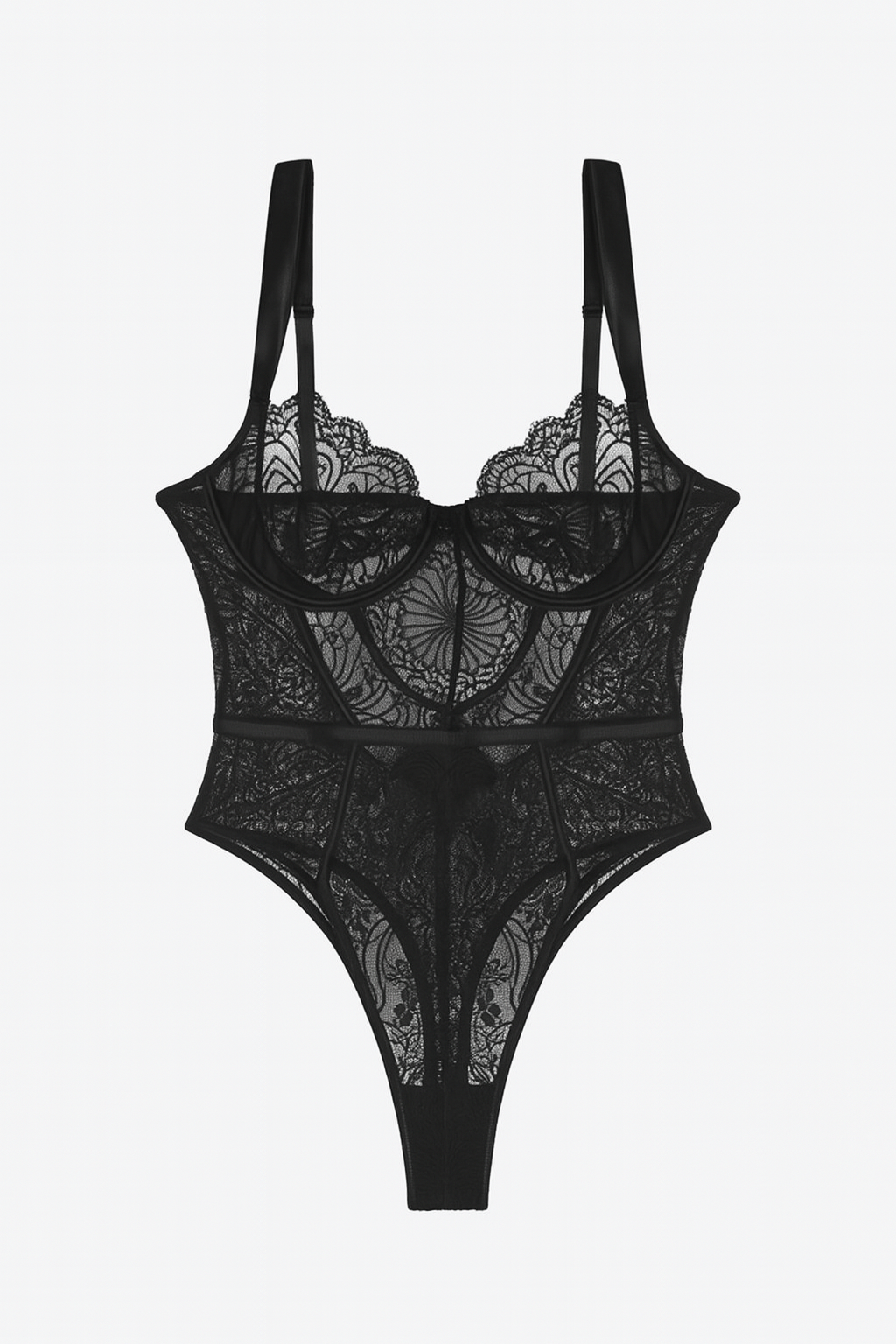 Selestine Lace Cutout Bodysuit-Black-L-Bodies & Teddies-StylinArts