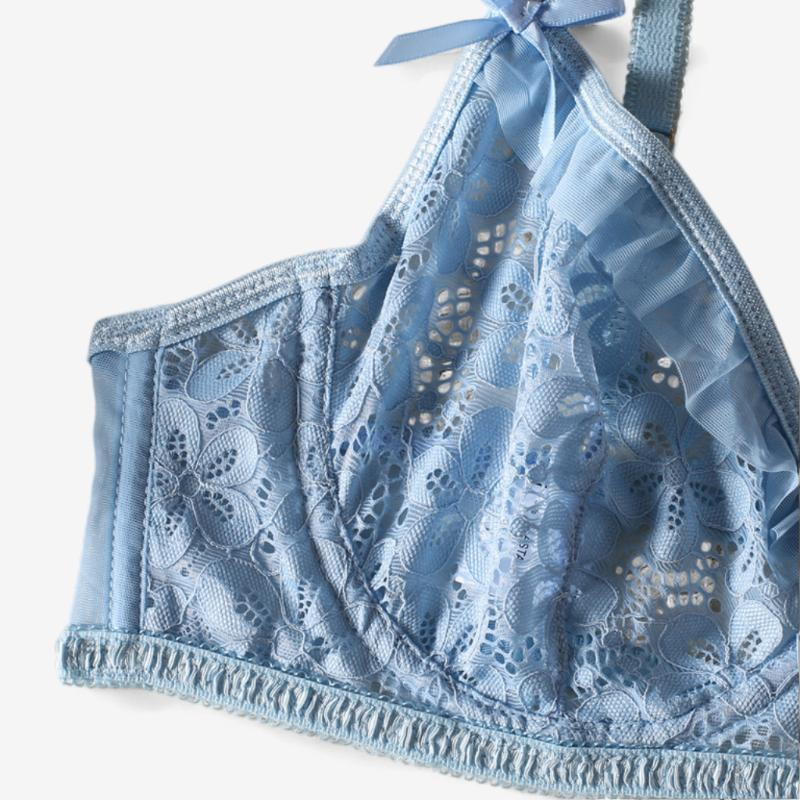 Celestine Lace Underwire Set-Sky Blue-L-Bras and Briefs-StylinArts