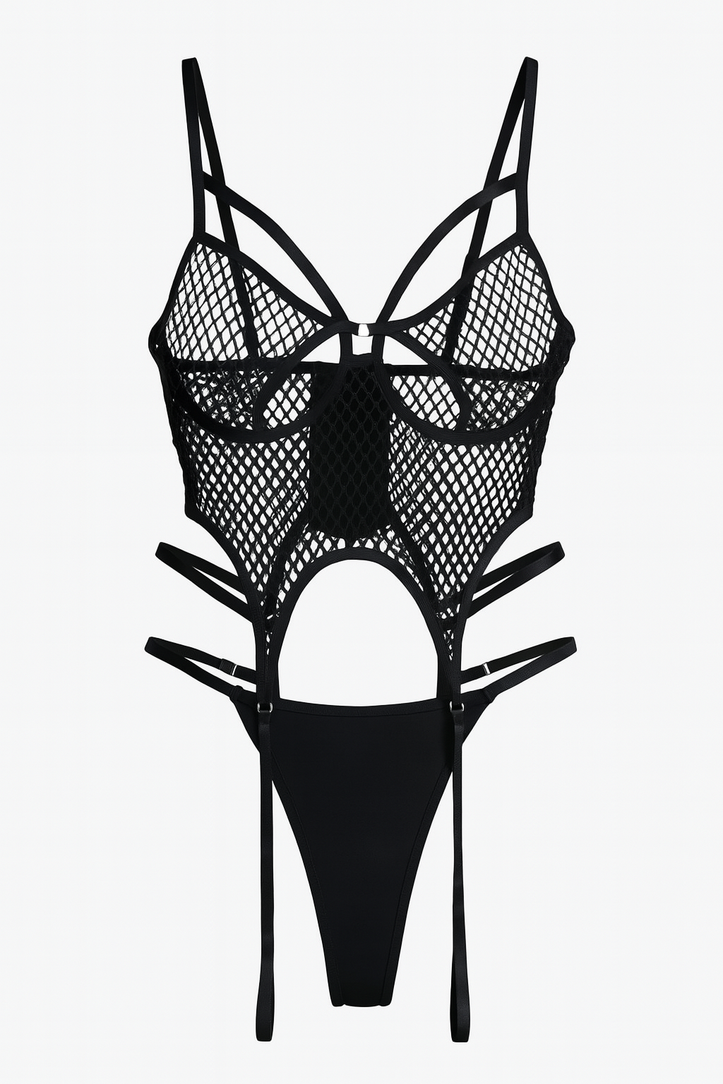 Serenna Mesh Cutout Bodysuit-Black-L-Bodies & Teddies-StylinArts