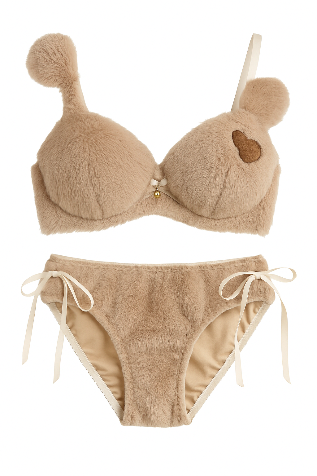 Lullabelle Teddy Plush Set-Apricot-L-Bras and Briefs-StylinArts