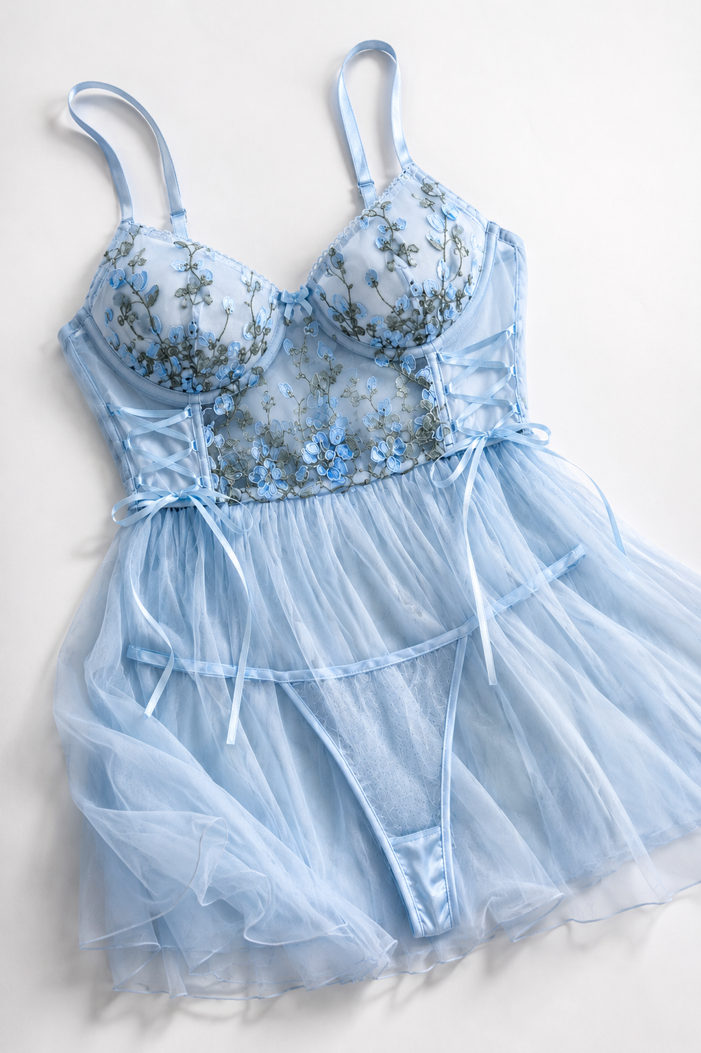 Celestial Bloom Sheer Babydoll Lingerie