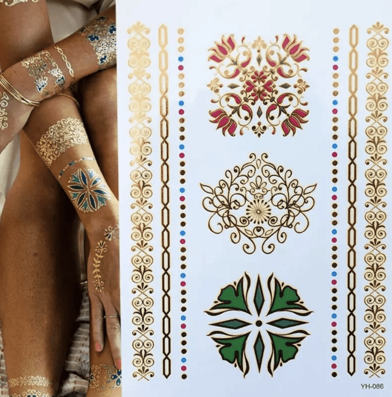 Gilded Plant Ink Adornments Tattoo Stickers-Ink Art Styles-StylinArts