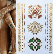 Gilded Plant Ink Adornments Tattoo Stickers