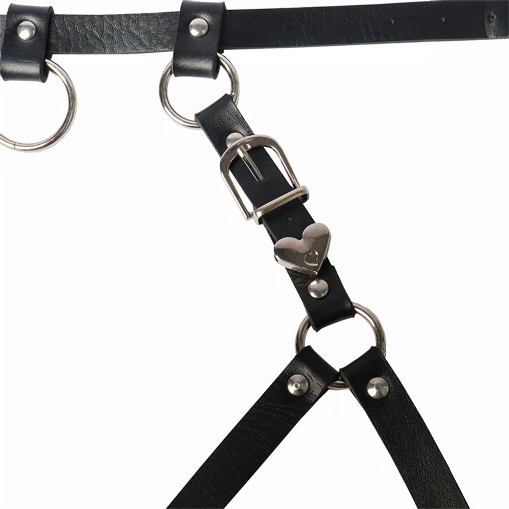 Heartbeat Punk Collar Harness-Suspender Belts-StylinArts