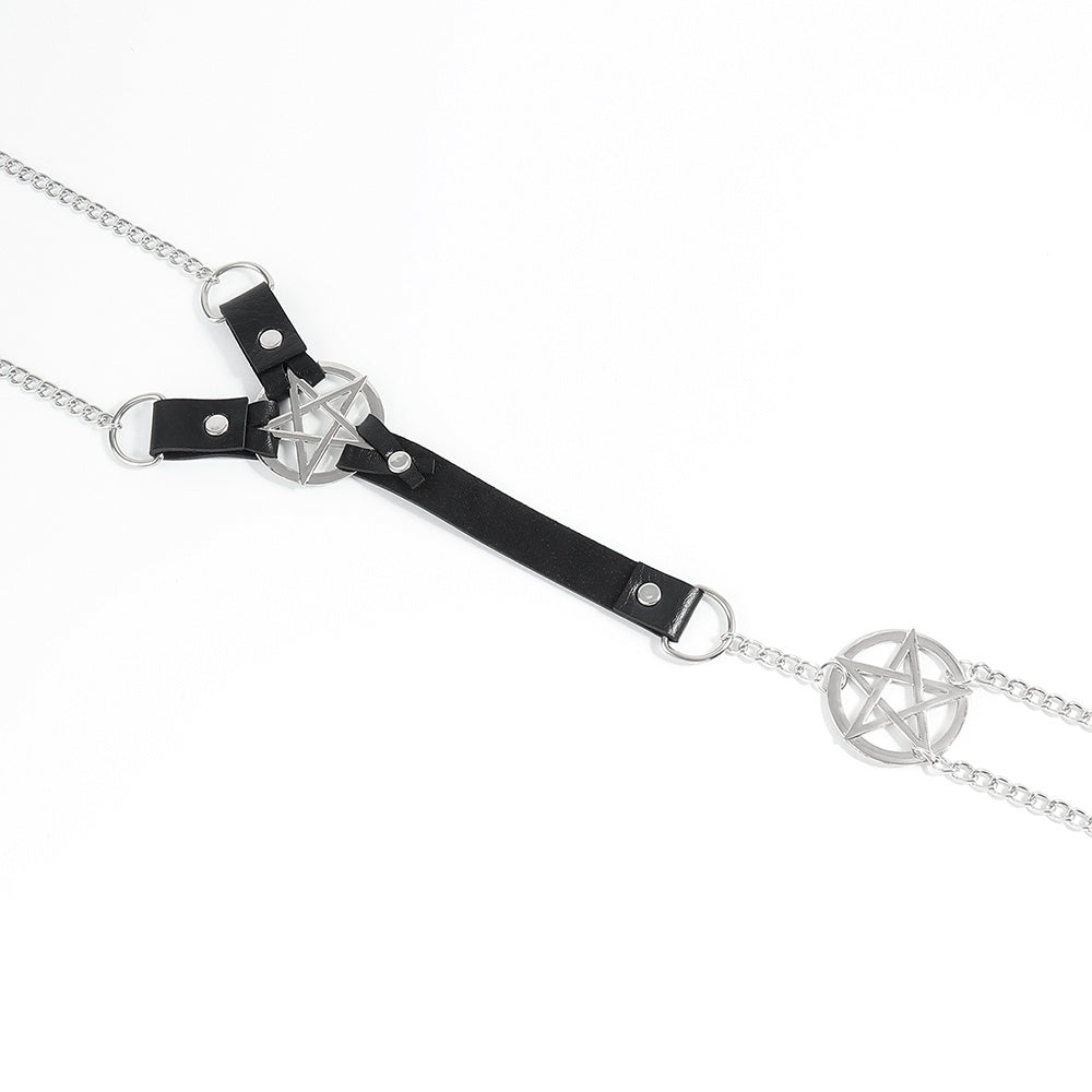 Starstruck Leather Body Chain Harness-Suspender Belts-StylinArts