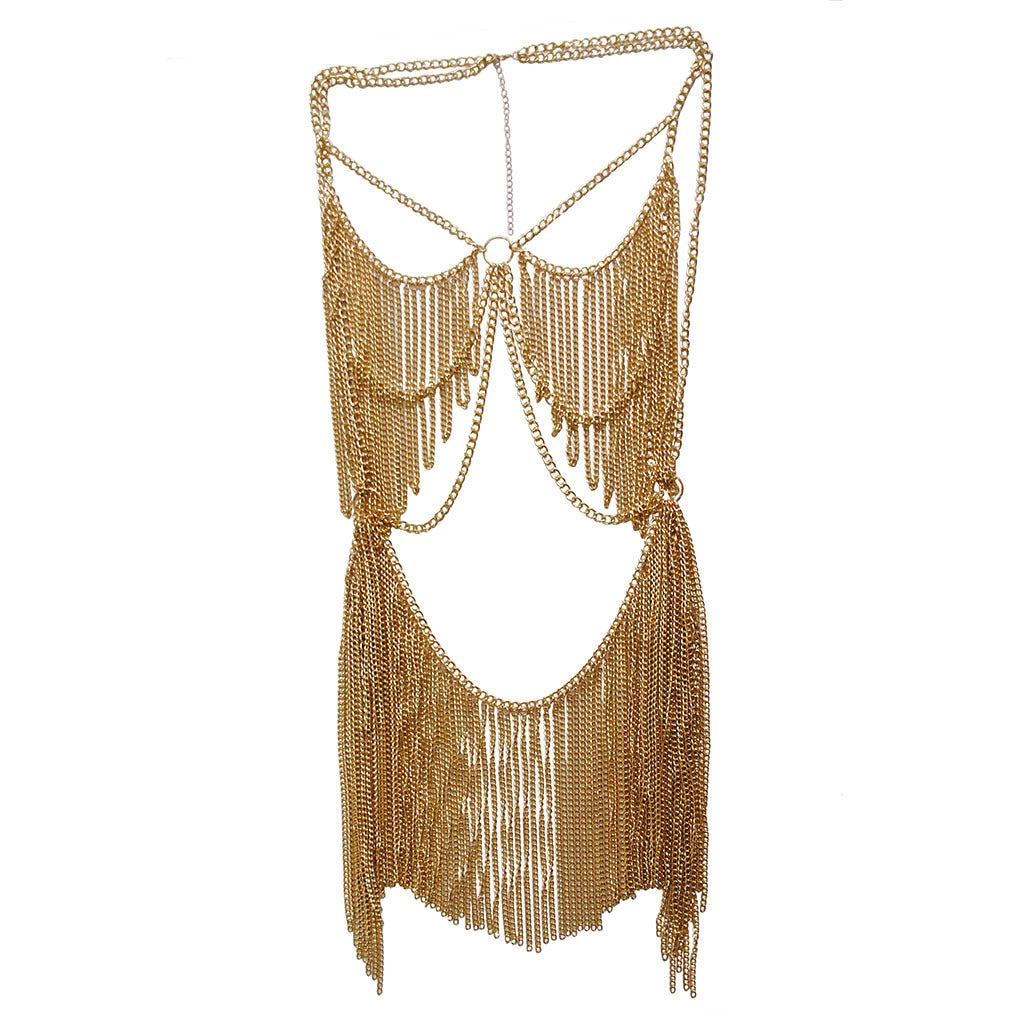 Dazzling Conjoined Body Chain Necklace-Suspender Belts-StylinArts