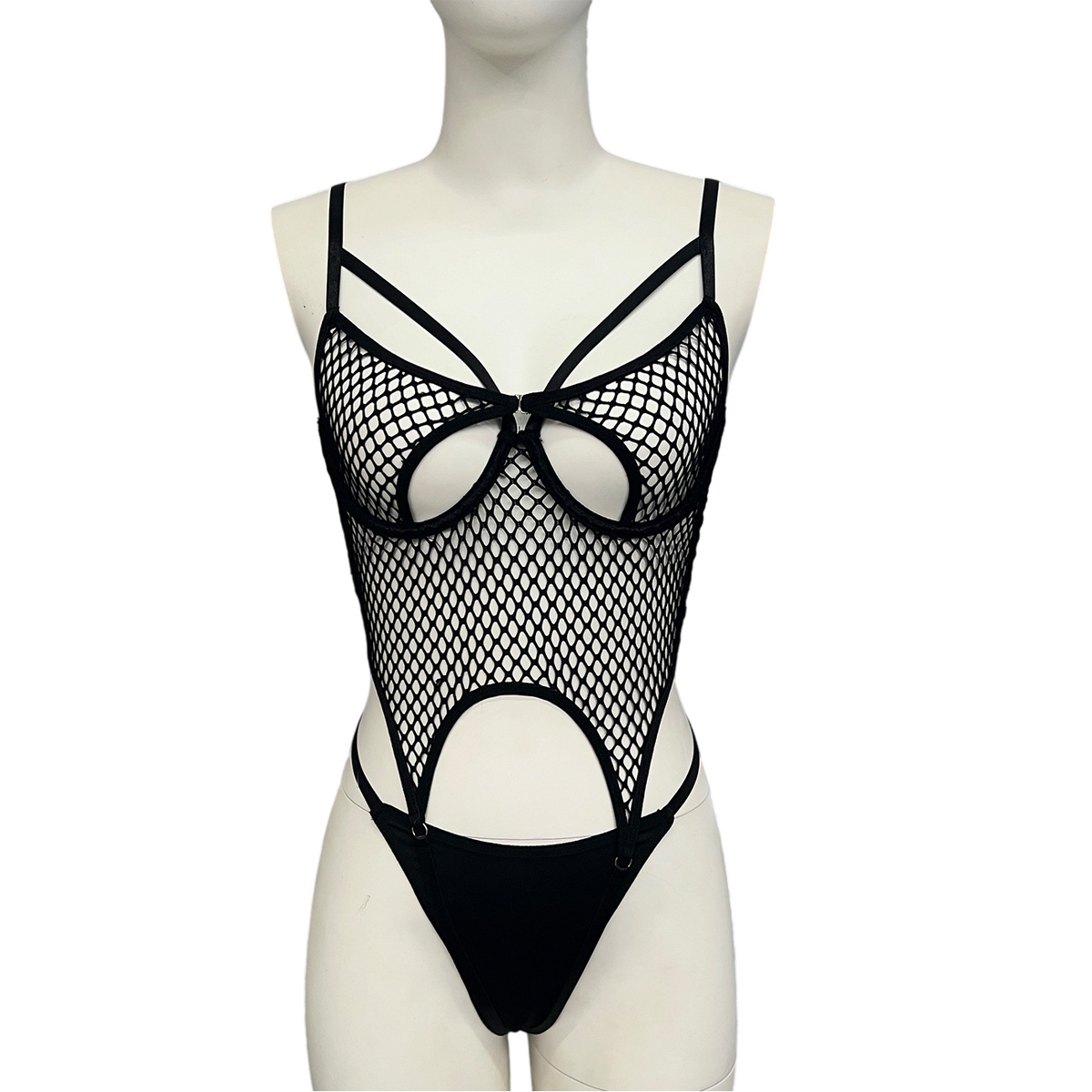 Serenna Mesh Cutout Bodysuit-Black-L-Bodies & Teddies-StylinArts