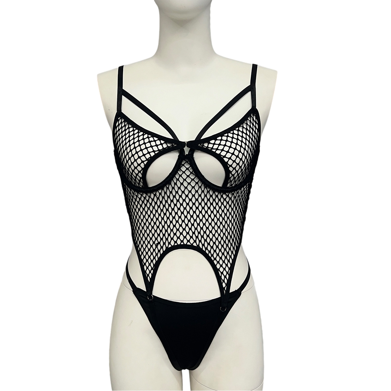 Serenna Mesh Cutout Bodysuit-Black-L-Bodies & Teddies-StylinArts
