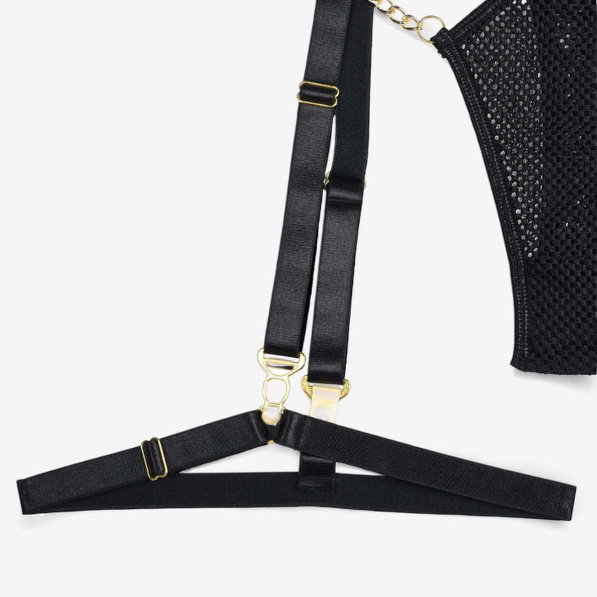 Aureline Mesh Chain Lingerie Set-Black-L-Basques-StylinArts