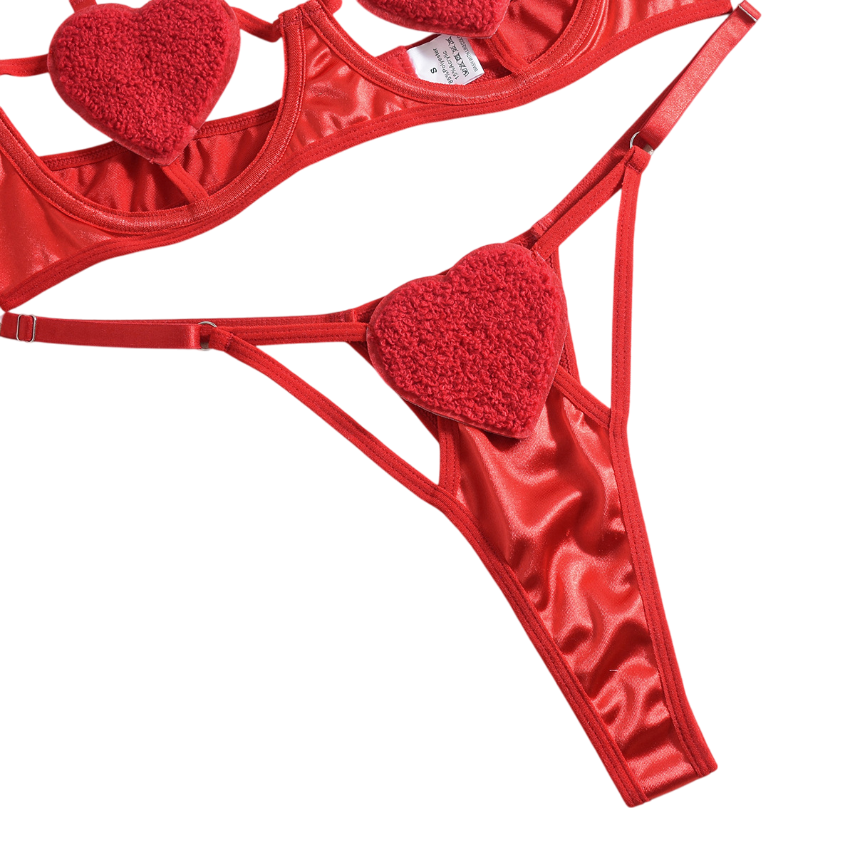 Cassia Heart Noir Set-Pink-L-Bras and Briefs-StylinArts