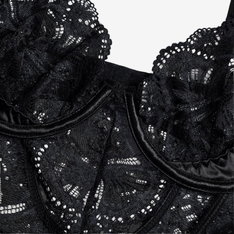 Selestine Lace Cutout Bodysuit-Black-L-Bodies & Teddies-StylinArts