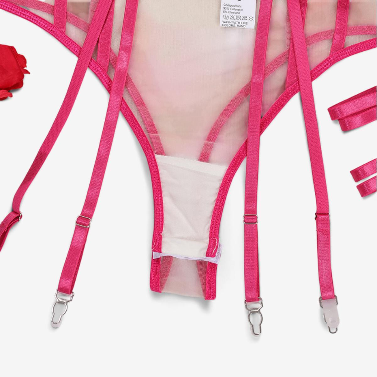 Calthea Strappy Harness Bodysuit-Red-L-Basques-StylinArts