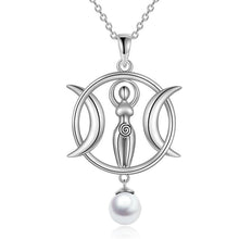 Lunar Essence: Triple Moon Goddess Pearl Pendant Sterling silver