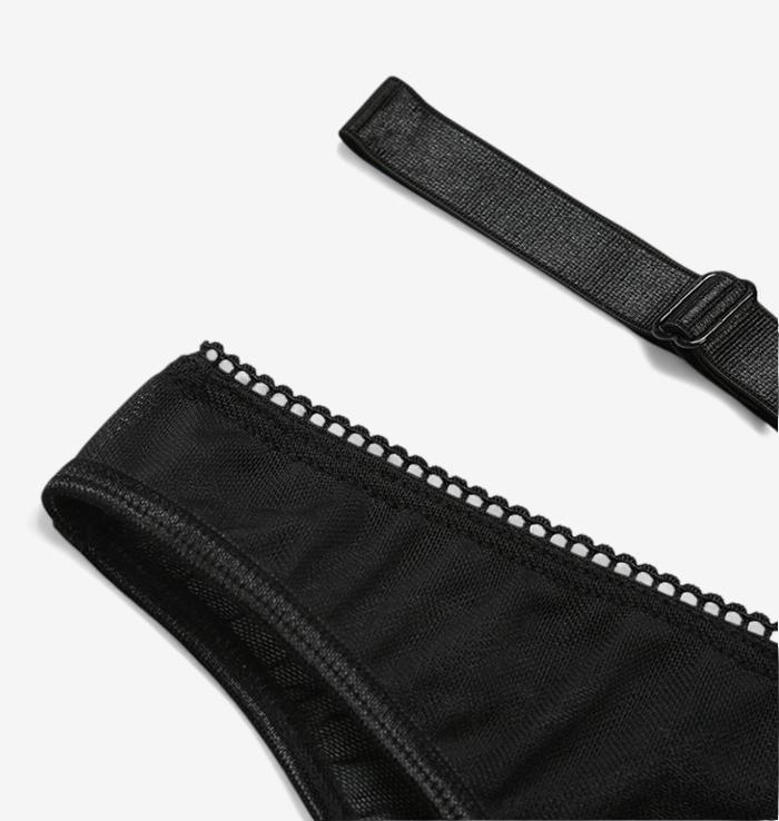 Crimson Edge Mesh Lingerie Set-Black-L-Basques-StylinArts