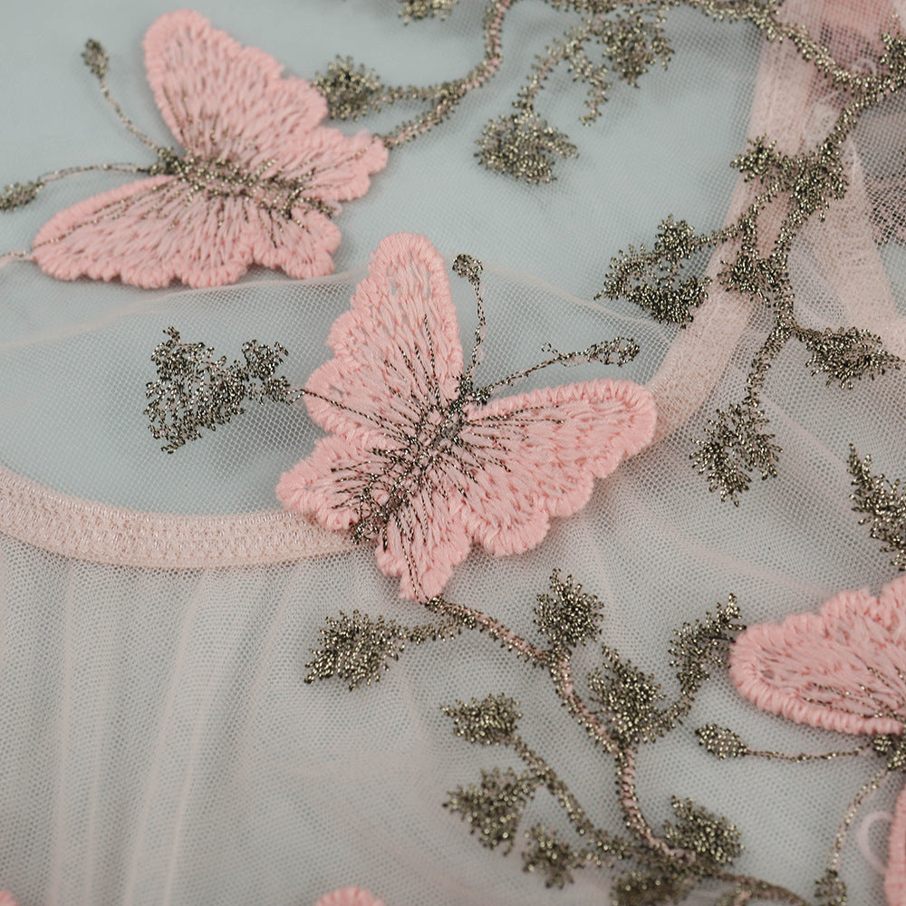 Lunaria Embroidered Illusion Bodysuit-Blue-L-Bodies & Teddies-StylinArts