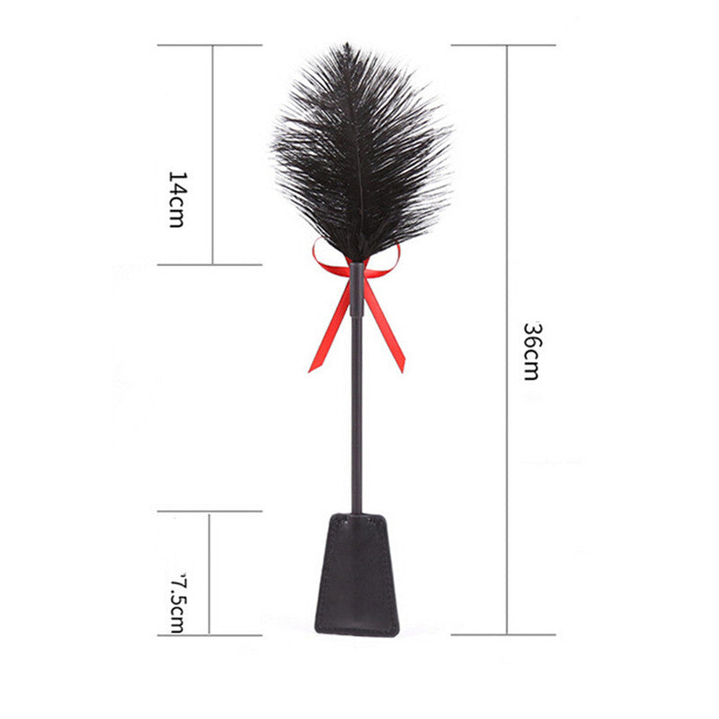 Dual-Ended Feather Tickler & Paddle Wand – Soft Kink Foreplay Teaser (36cm)-Tease & Please Tools-StylinArts