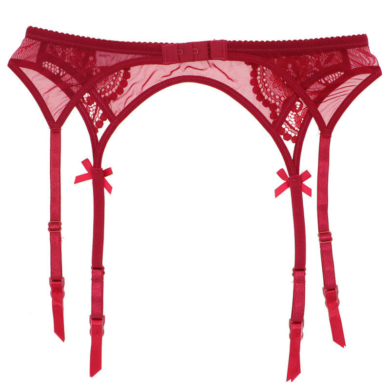 Serelith Lace Balconette Intimate Set-Red-70A-Basques-StylinArts
