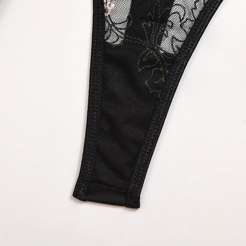 Enchanted Garden Embroidered Lingerie Set-Black-L-Basques-StylinArts