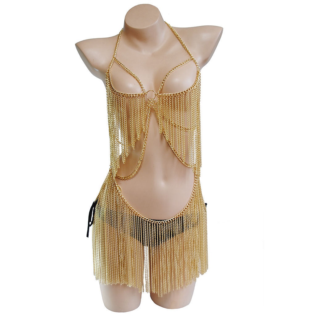 Dazzling Conjoined Body Chain Necklace-Suspender Belts-StylinArts