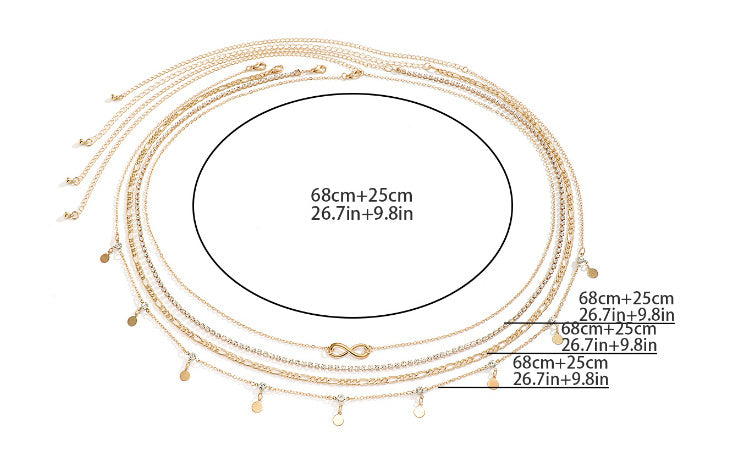 Gold Layered Belly Chain Set – Crystal Luxe Infinity Waist Jewelry-Belly chain-StylinArts