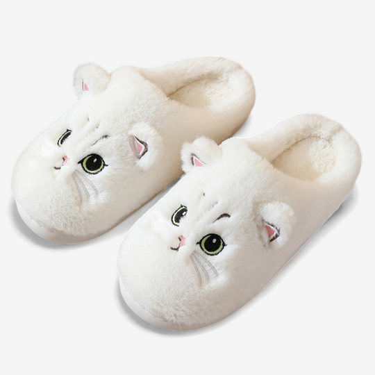 Charming Cat Face Plush Slippers – Ultimate Comfort and Playful Style-Luxury Indoor Slippers-StylinArts