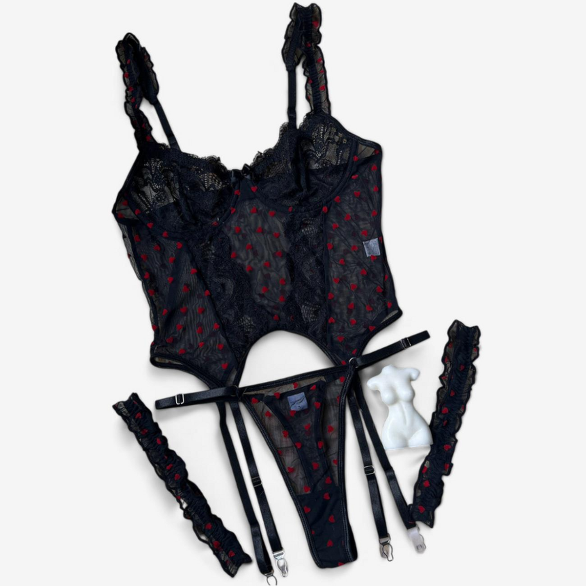 Noir Amour Lace Bodysuit-Black-L-Basques-StylinArts