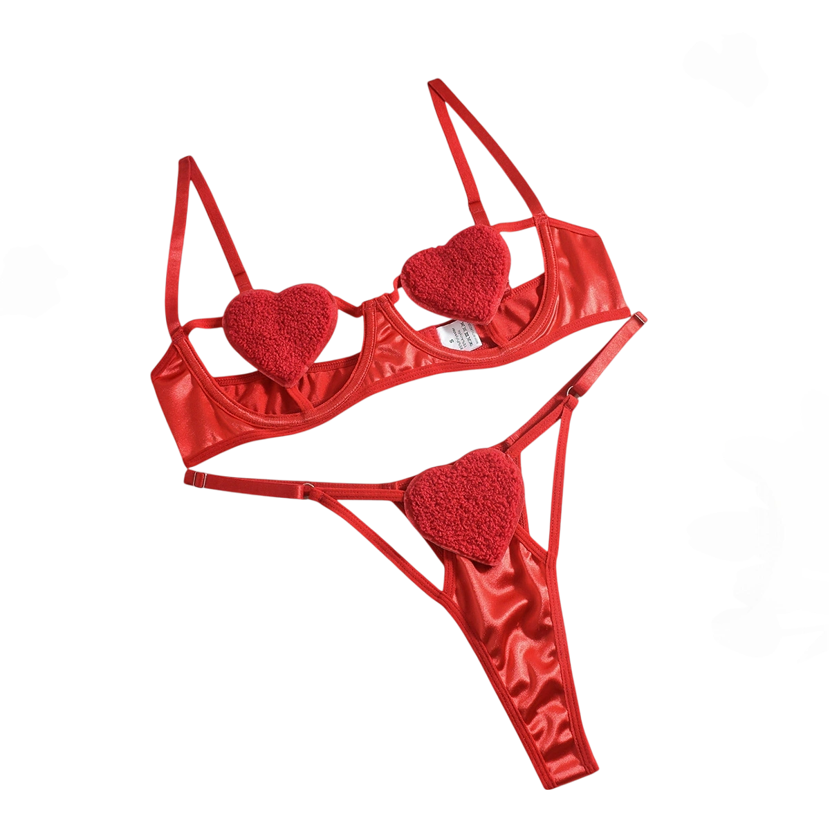 Cassia Heart Noir Set-Red-L-Bras and Briefs-StylinArts