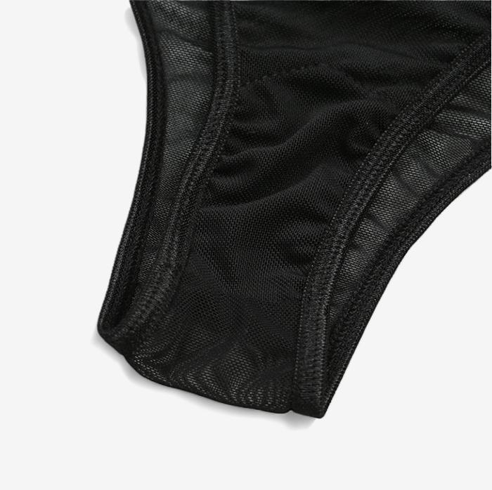 Crimson Edge Mesh Lingerie Set-Black-L-Basques-StylinArts