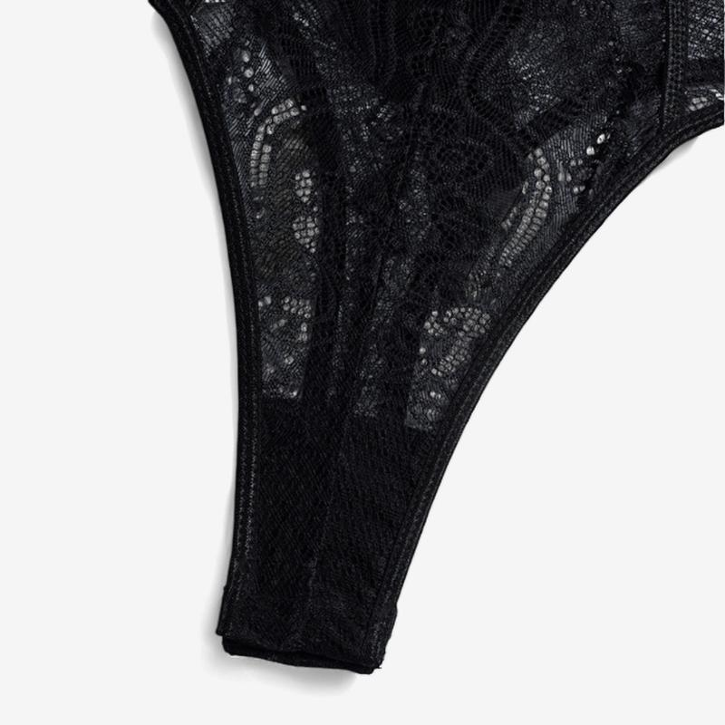 Selestine Lace Cutout Bodysuit-Black-L-Bodies & Teddies-StylinArts
