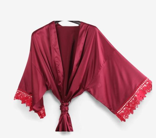 Navy Silk Robe – Lace Elegance & All-Night Comfort | StylinArts-Robes-StylinArts