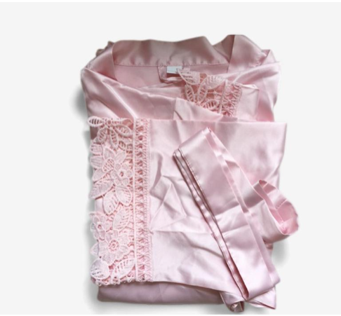 Navy Silk Robe – Lace Elegance & All-Night Comfort | StylinArts-Robes-StylinArts