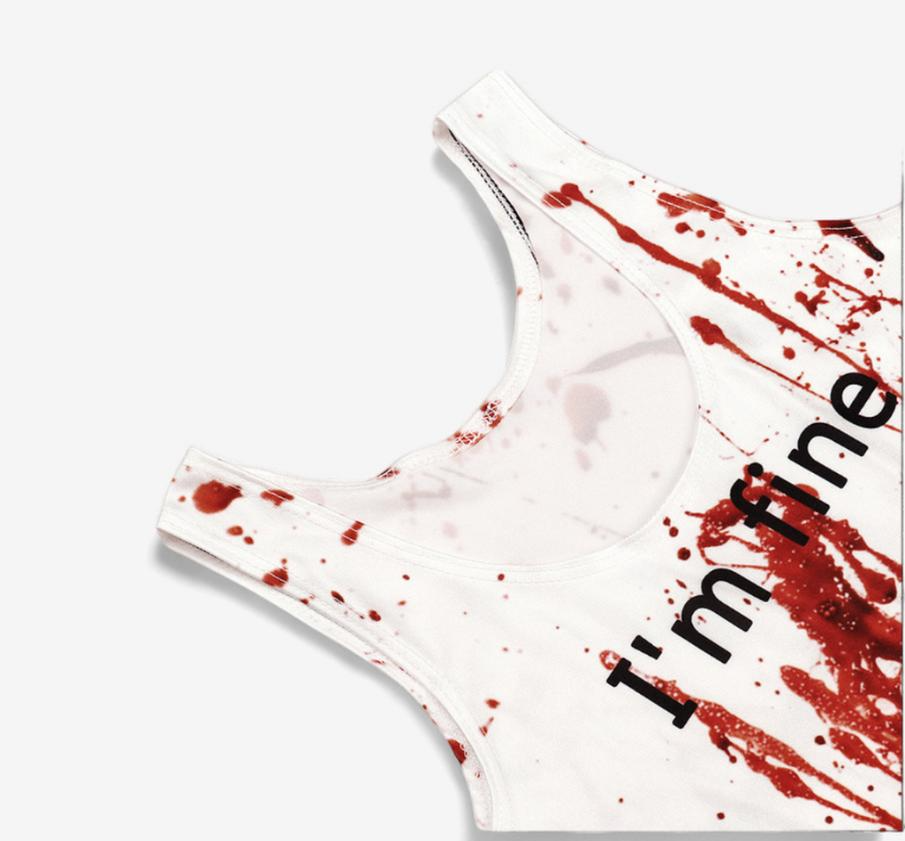 Possessed Schoolgirl Role-Play Costume – Bloody Tank & Plaid Skirt-Intimate Roleplay Outfits-StylinArts