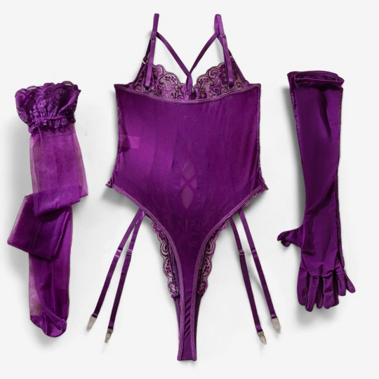 Elysia Lace Longline Bodysuit-Black-L-Bodies & Teddies-StylinArts