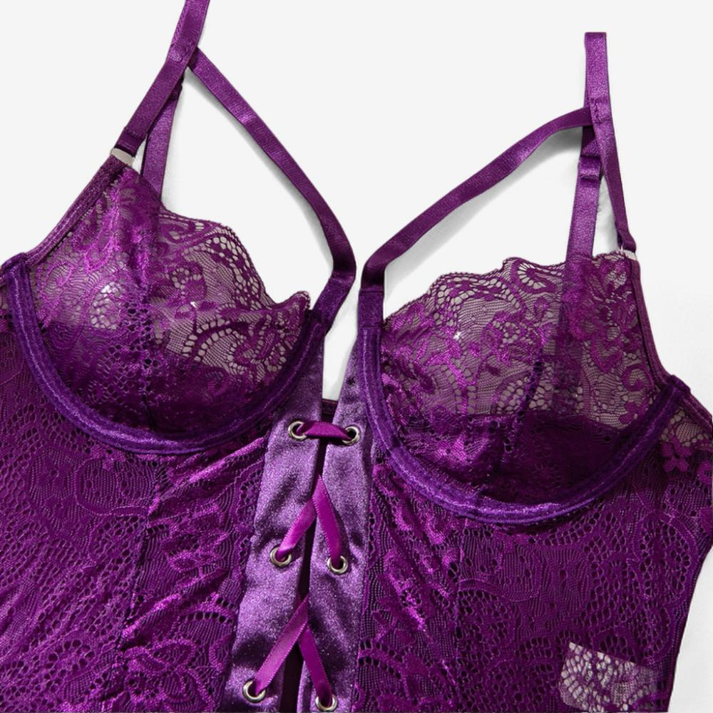 Elysia Lace Longline Bodysuit-Black-L-Bodies & Teddies-StylinArts