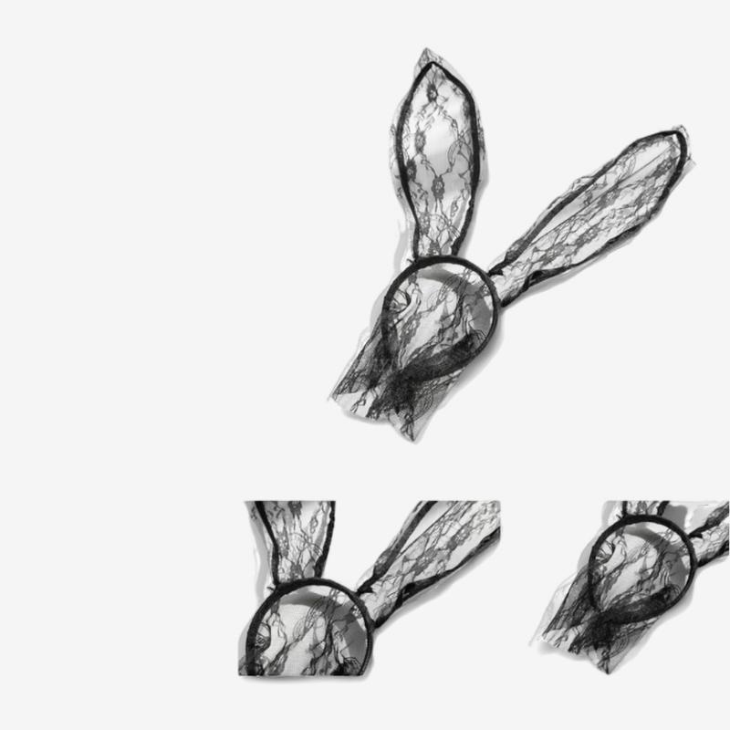 Seductive Bunny Role-Play Costume – Lace Ears & Strappy Lingerie Set-Intimate Roleplay Outfits-StylinArts