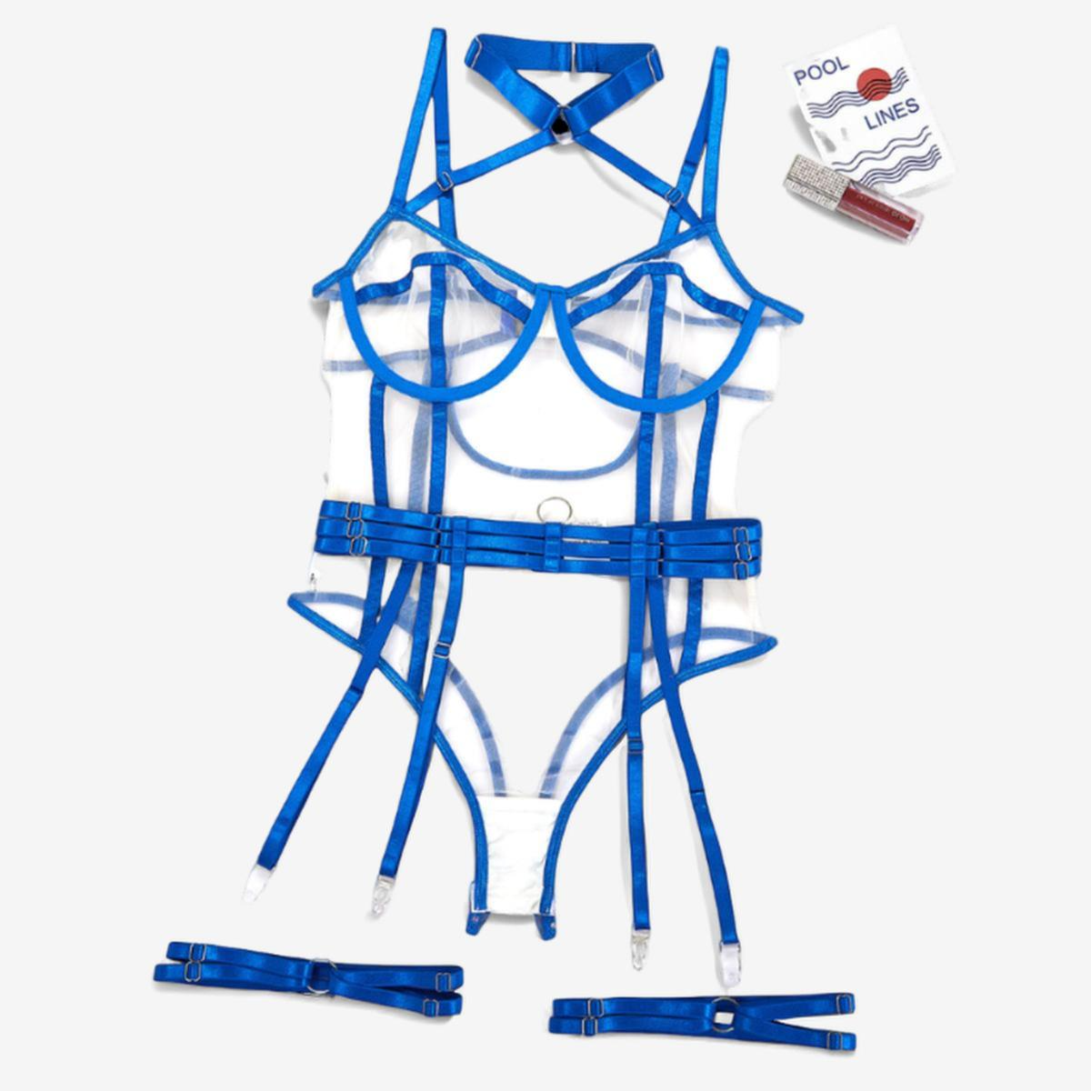 Calthea Strappy Harness Bodysuit-Red-L-Basques-StylinArts