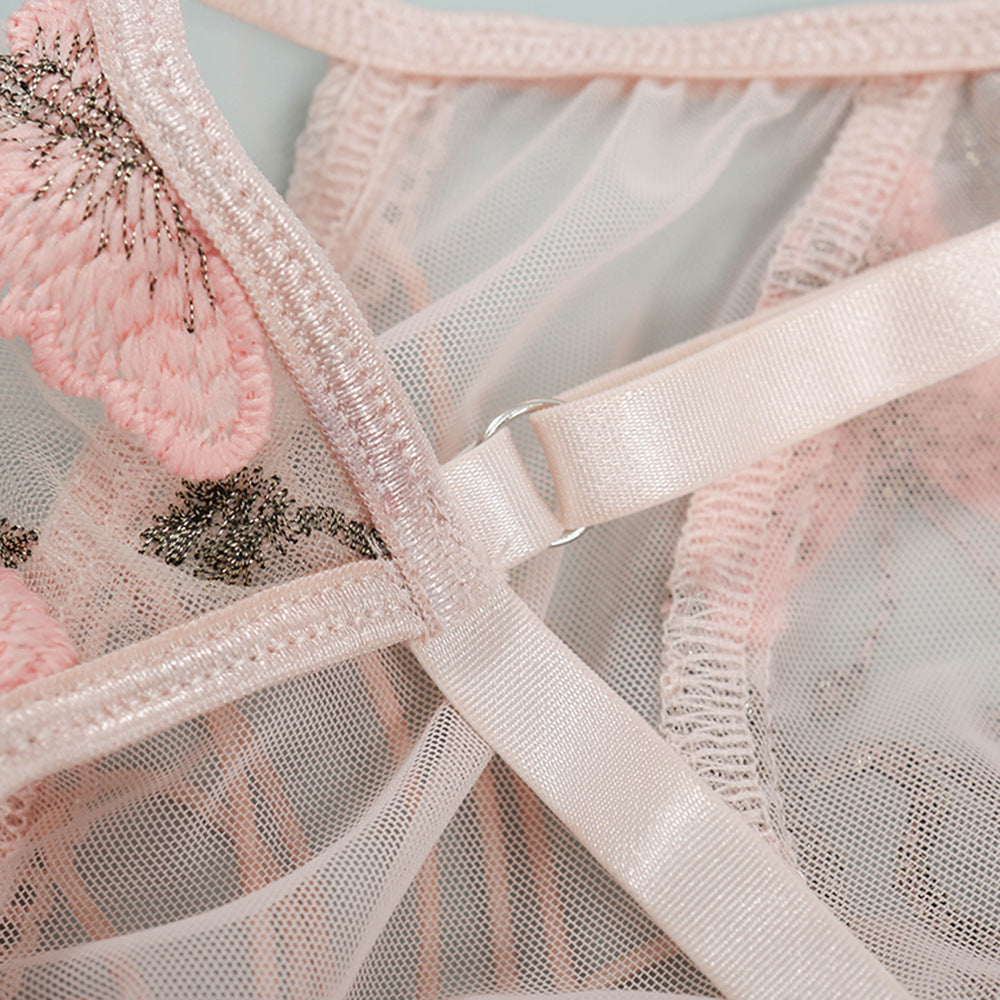 Lunaria Embroidered Illusion Bodysuit-Blue-L-Bodies & Teddies-StylinArts