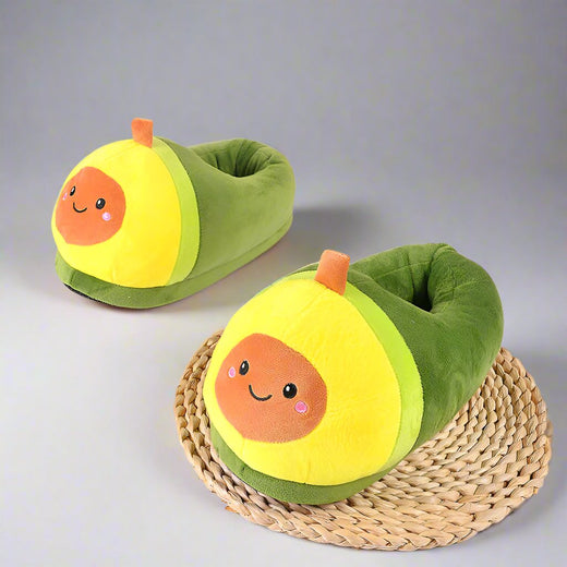 Avocado Bliss Plush Slippers – Cozy, Quirky, and Fun-Luxury Indoor Slippers-StylinArts