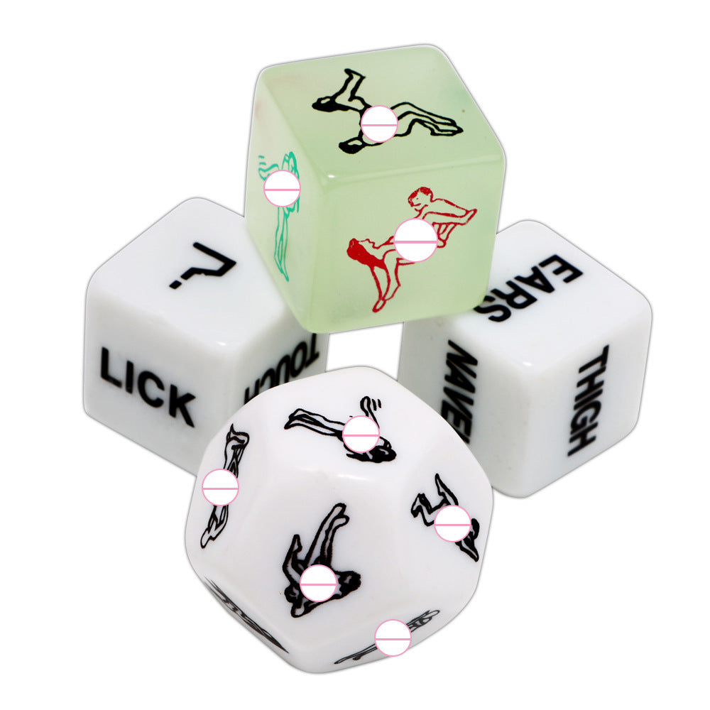 Glow-in-the-Dark Naughty Dice – Couples Game Set for Romantic Fun (4-Pack)-Flirty Fun & Games-StylinArts