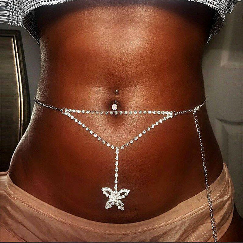 Crystal Butterfly Belly Chain Set – Gold & Silver Charm Waist Jewelry-Belly chain-StylinArts