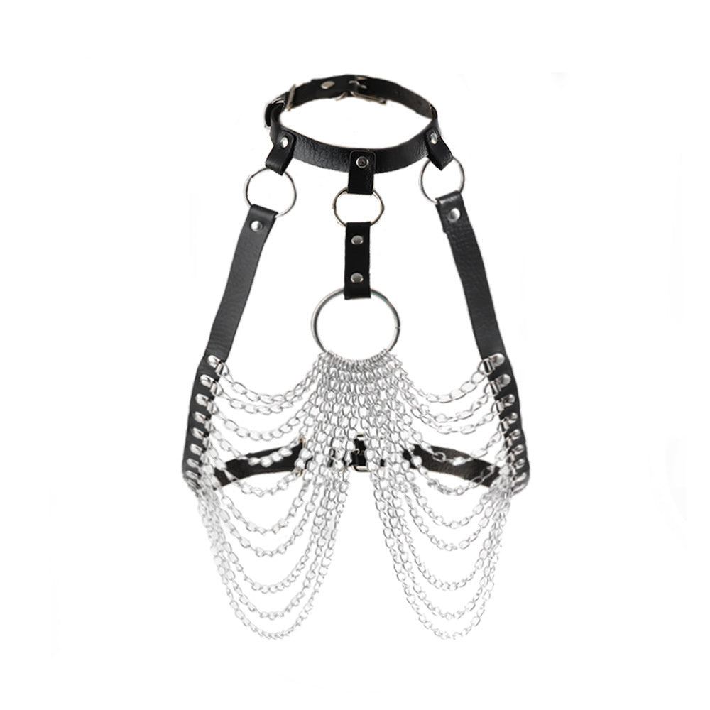Chain Seduction Harness Bralette-Suspender Belts-StylinArts