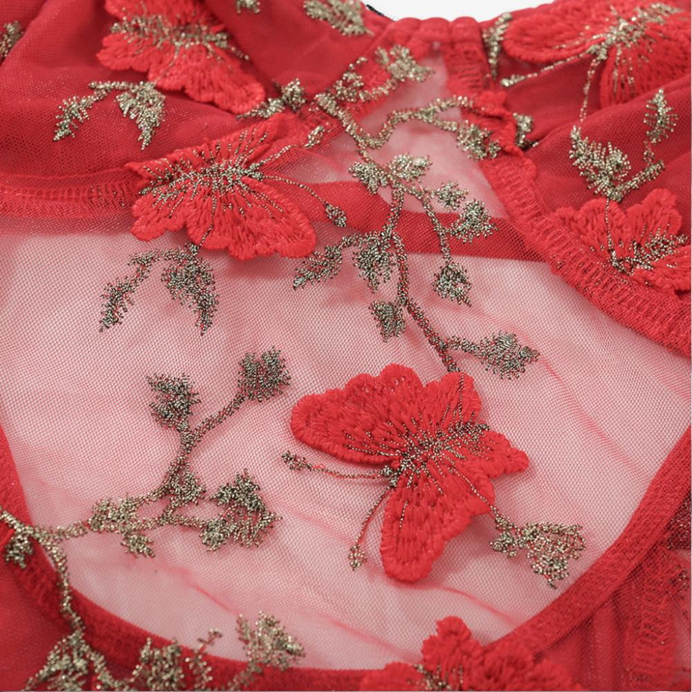 Lunaria Embroidered Illusion Bodysuit-Blue-L-Bodies & Teddies-StylinArts